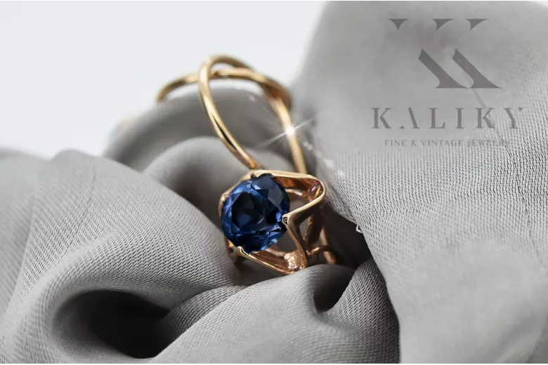 Sapphire Original Vintage 14K Rose Gold Earrings Vintage Jewlery vec142r